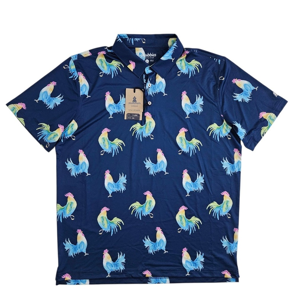 Chubbies Blue Polo Shirt (Men's XL) The Fowl Play Performance Golf Short Sleeve